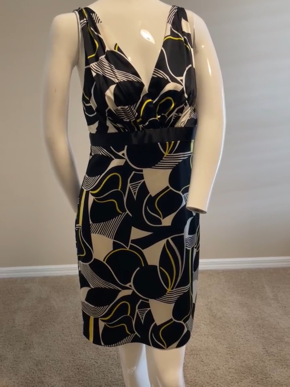 Maria Bianca Nero Silk Abstract Print V-Neck Dress M EUC
